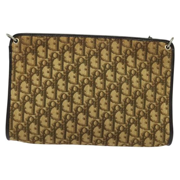 DIOR Trotter Canvas Shoulder Bag Brown Gold - Picture 3 of 12